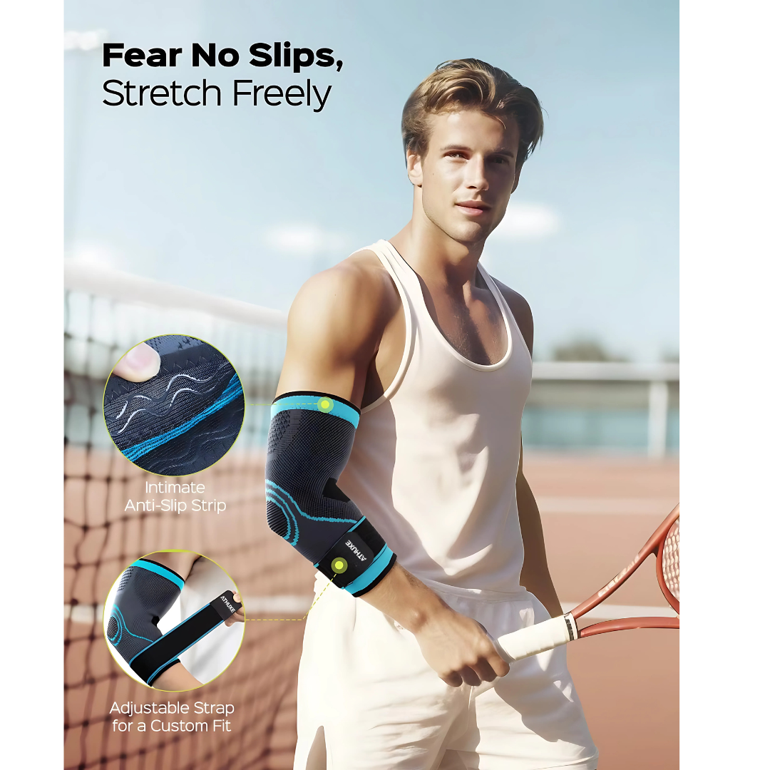 Athuxe Elbow Compression Sleeve – Neoprene Support Brace for Pain Relief, Tennis, Weightlifting & Fitness – Men & Women