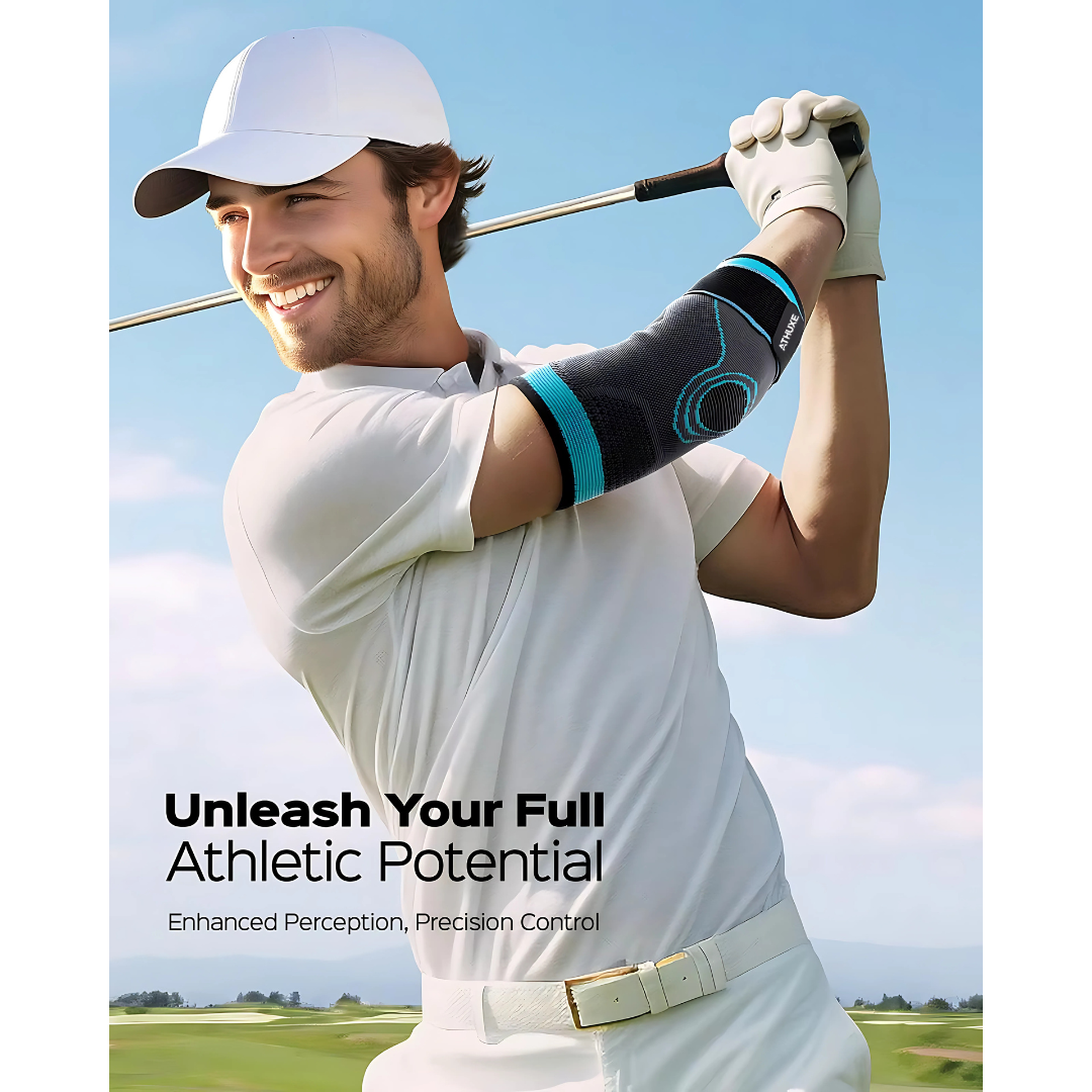 Athuxe Elbow Compression Sleeve – Neoprene Support Brace for Pain Relief, Tennis, Weightlifting & Fitness – Men & Women