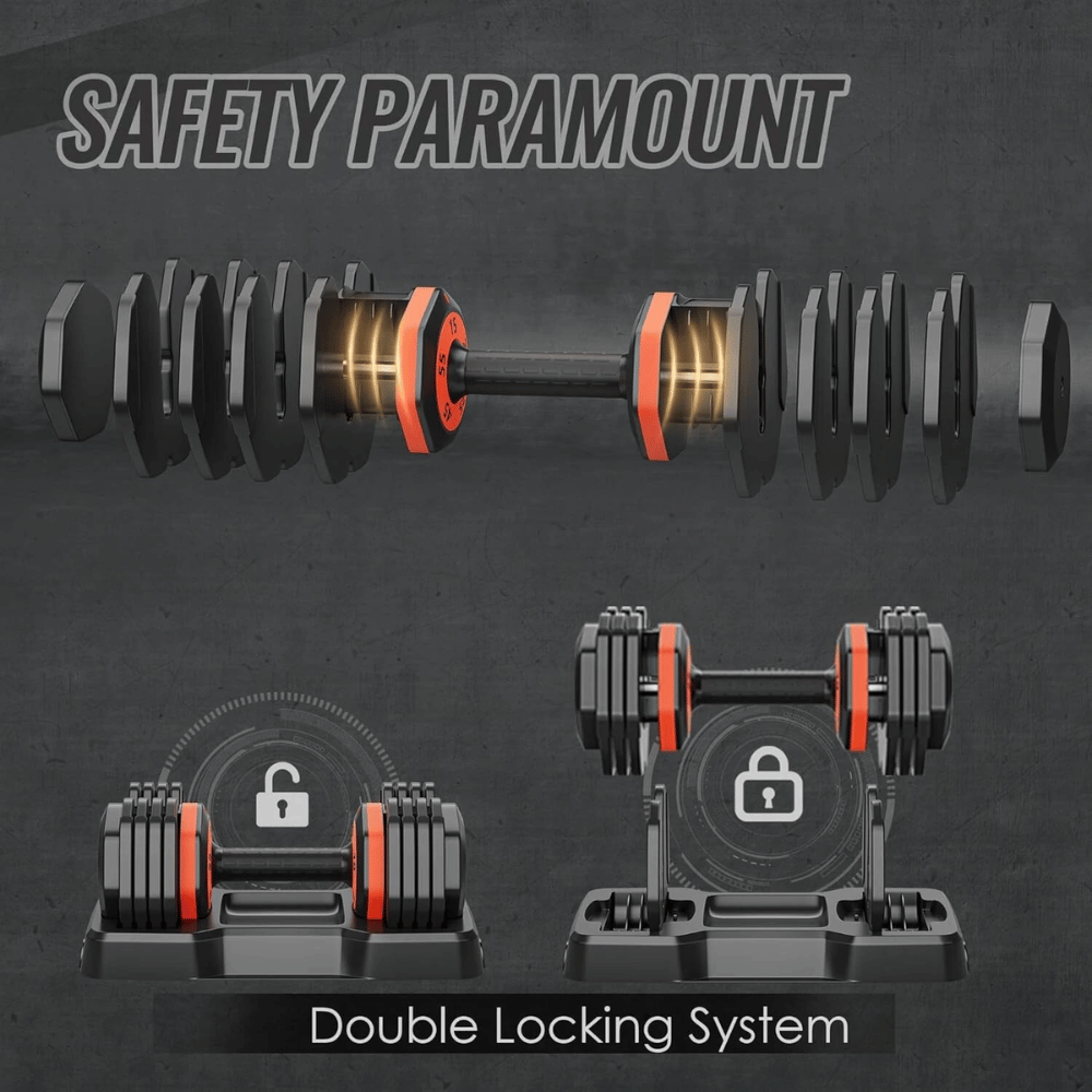 Adjustable Dumbbell Set 2x 25LB Dumbbell for Men & Women Body Building Training