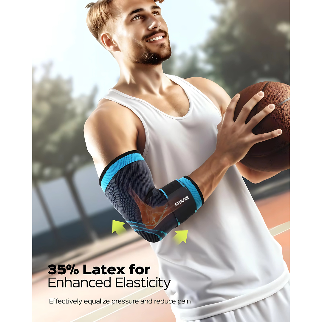 Athuxe Elbow Compression Sleeve – Neoprene Support Brace for Pain Relief, Tennis, Weightlifting & Fitness – Men & Women